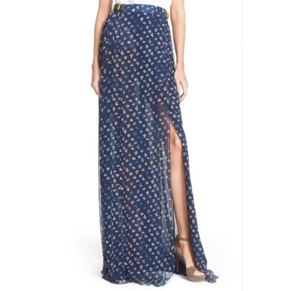Diane Von Furstenberg Silk Floral Wrap Maxi Skirt